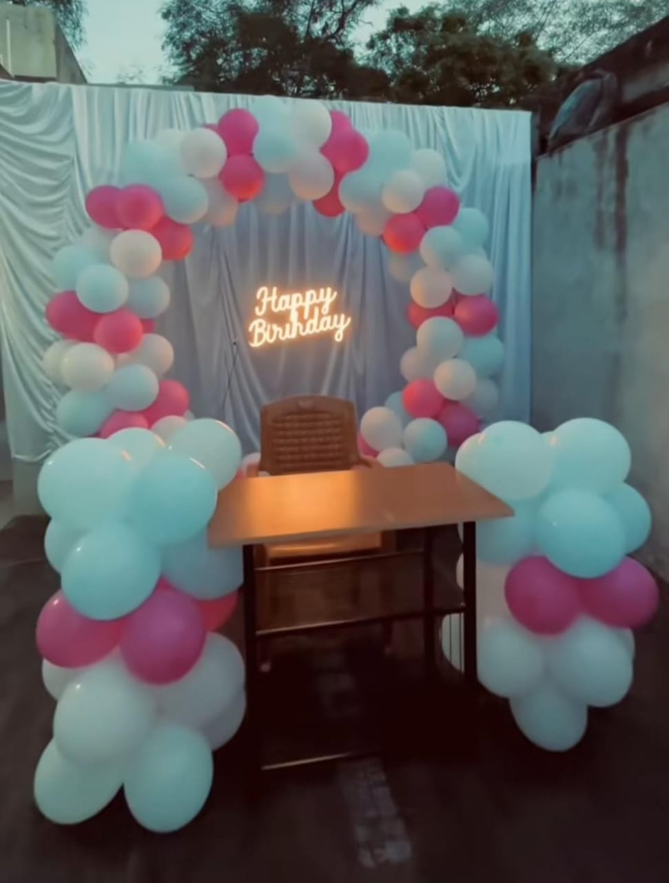 Pink and White Cloud Balloon Arch